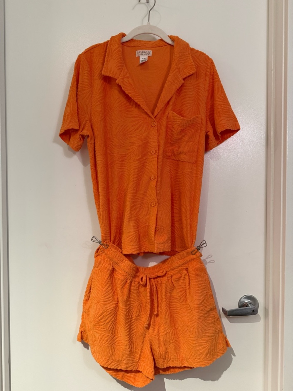 L*Space Bright Orange Textured Button-Up Shirt